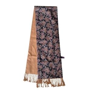 Vintage Tie Rack Paisley Opera Scarf with Fringe Double Sided Unisex